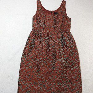 J. Crew Rust Brocade Sleeveless Leopard Print Dress w/Pockets - size 4